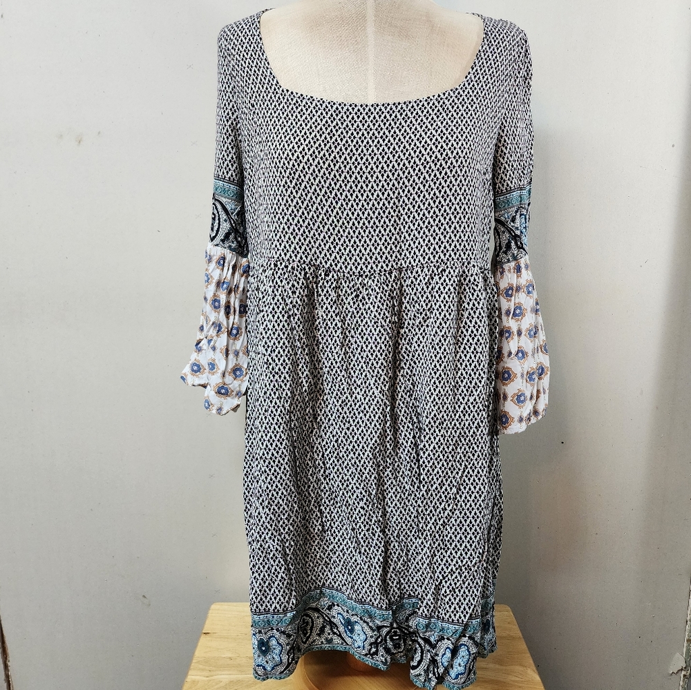 Printed Tie back babydoll Dress by Umgee USA Large
